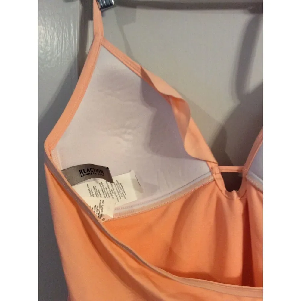 Kenneth Cole Medium M  Ready to Ruffle Tankini Top Light Coral peach swim wear